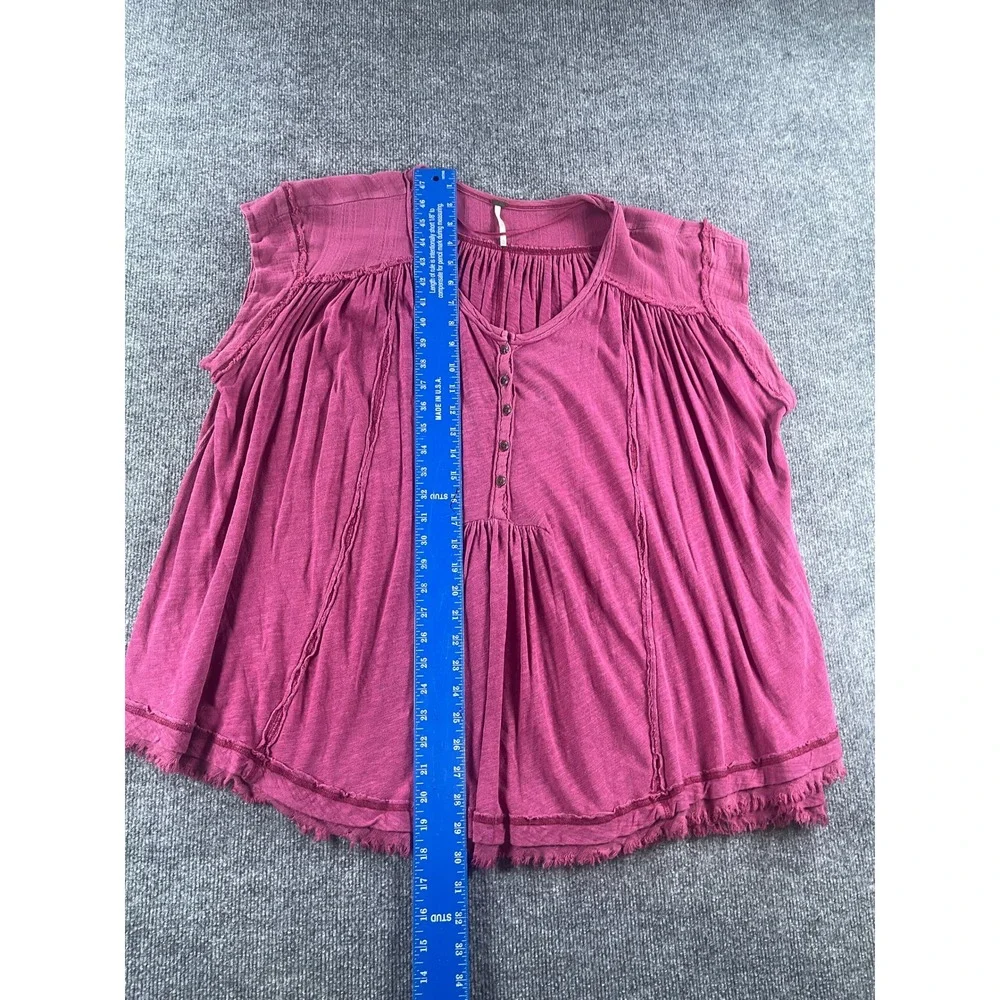 Free People Magenta Pink Sleeveless Babydoll Henley Tunic Top XS